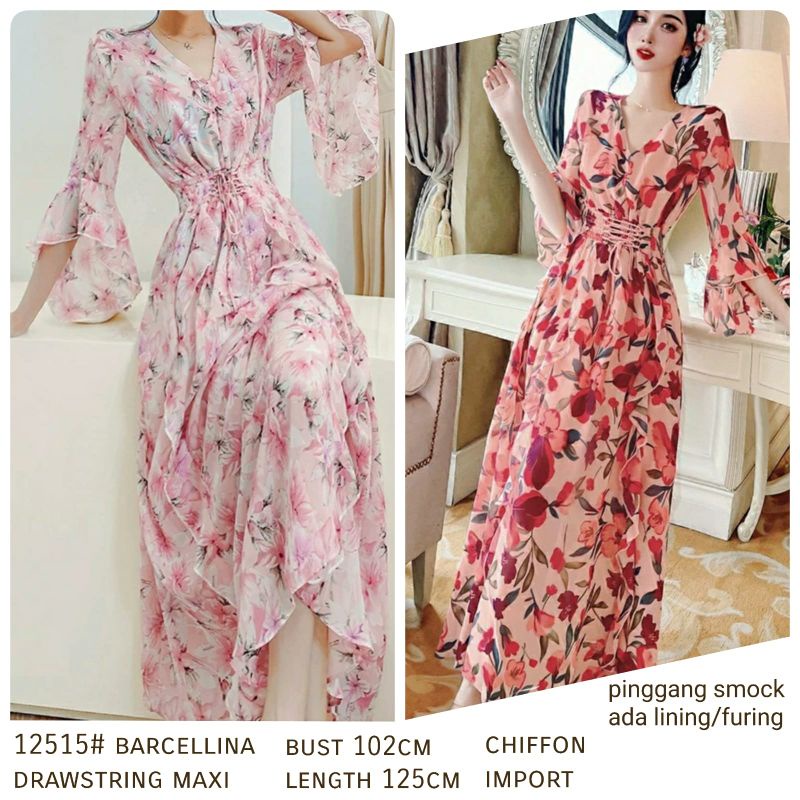 MDLV ~ 12515# Barcellina Drawstring Maxi Long Dress Fashion Import