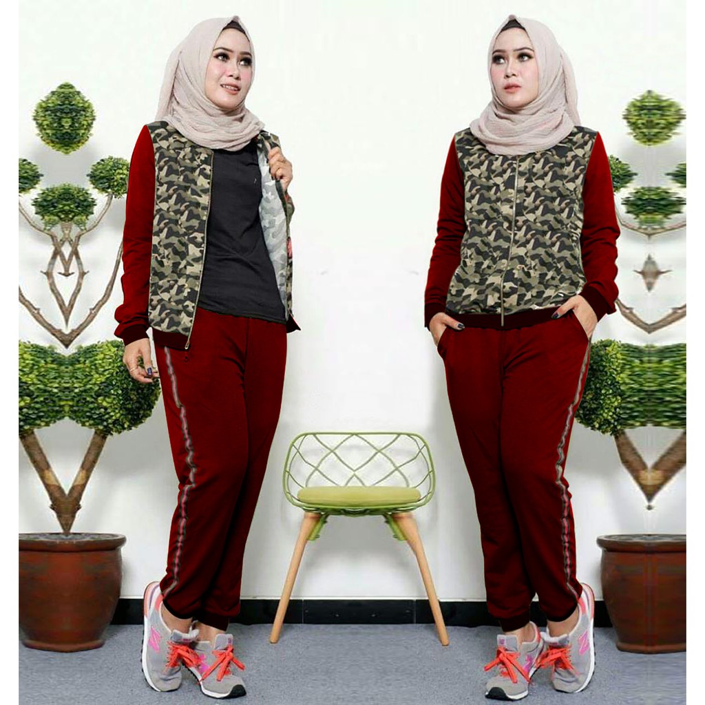 FEMMESHOPA-SETELAN TRAINING-FN SET JAKET LORENG TRAINING