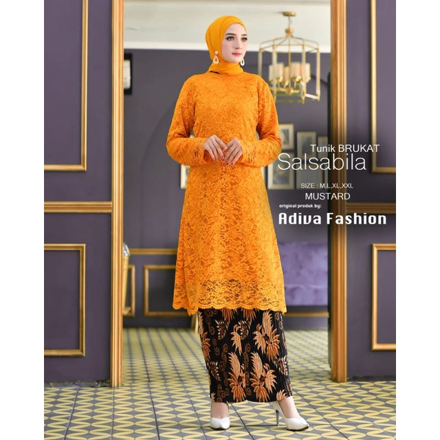 Permata Olshop / Kebaya Tunik Brukat Salsabila AV / Tunik Kondangan / Kebaya Tunik / Kebaya Brokat / Baju Kurung / Baju Kebaya Modern