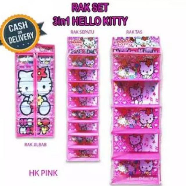 RAK SET 3 in 1 RAK PLASTIK GANTUNG RAK JILBA RAK TAS. DAN RAK TAS GANTUNG