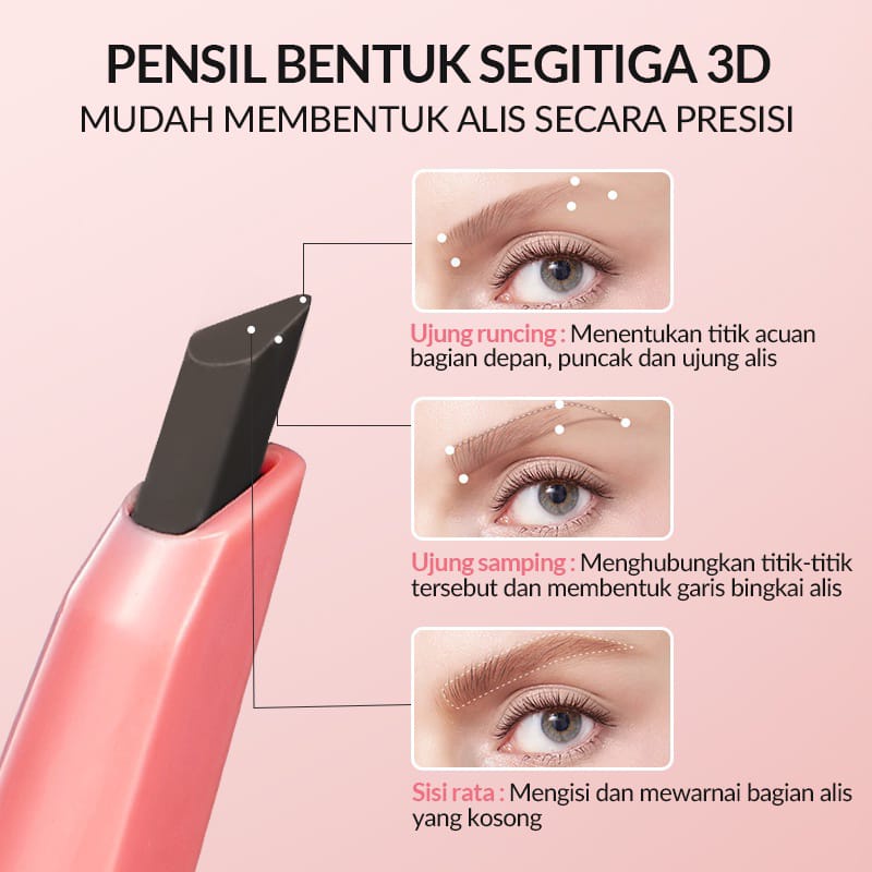 COLORKEY x BIOAQUA Fine Brow Sclupting Pencil Pensil Alis Waterproof Eyebrow Pencil Alis 3 Colours Tahan Air dan Keringat