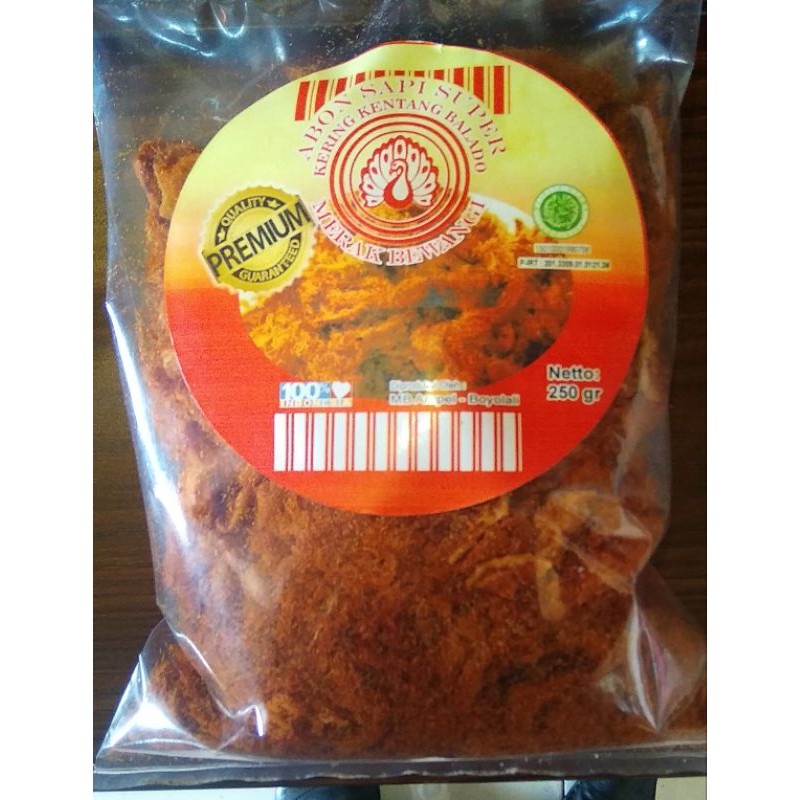 

Abon Sapi Kentang Kering Balado cap Merak Bewangi 250gram