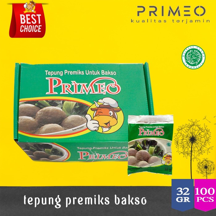 

BISA COD TEPUNG BAKSO/TEPUNG PENGENYAL BAKSO PRIMEO 32 GR (ISI 100 PCS)