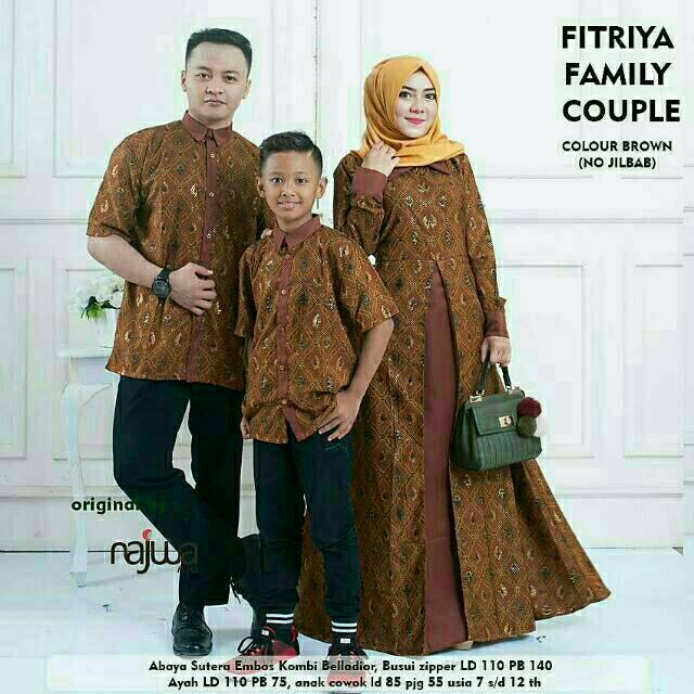 Couple Family Batik Sutera keluarga kombi polos - sarimbit ayah ibu satu anak cowok atau cewek