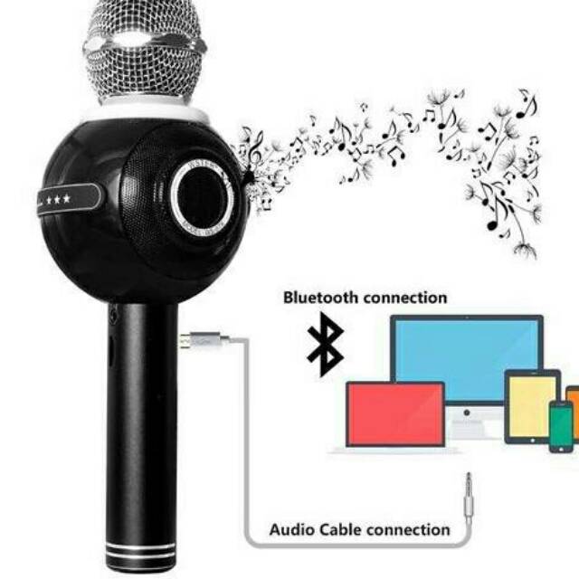 MIC BLUETOOTH ORIGINAL FLECO WS878/MICROPHONE HIFI SPEAKER SMULE WIRELESS/MIKROPON KARAOKE PORTABLE