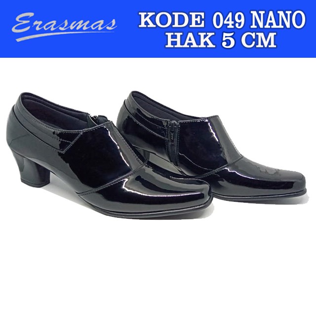 Sepatu PDL Sus Resleting 049 Erasmas ANKLE BOOT Polwan Kowad DISHUB SATPOL PP Hak 5 CM Hitam