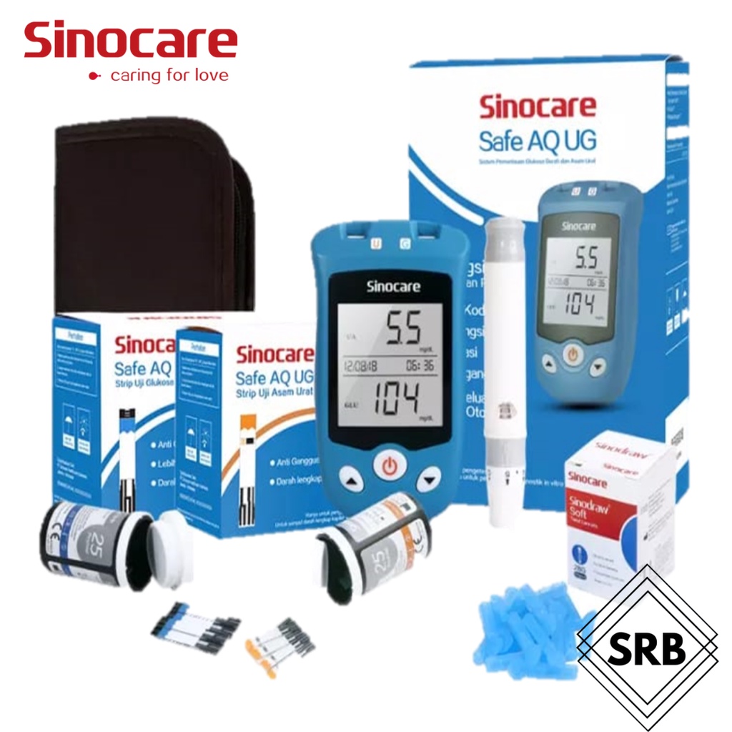 Sinocare Safe AQ UG Cek Gula Darah dan Asam Urat (Kemasan 50/25)