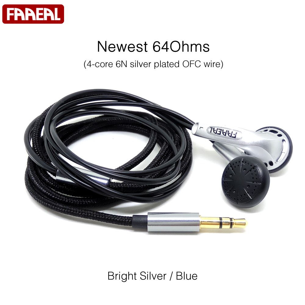 Faaeal 64 ohm Silver Plated Fareal Earbud Earphone Headset