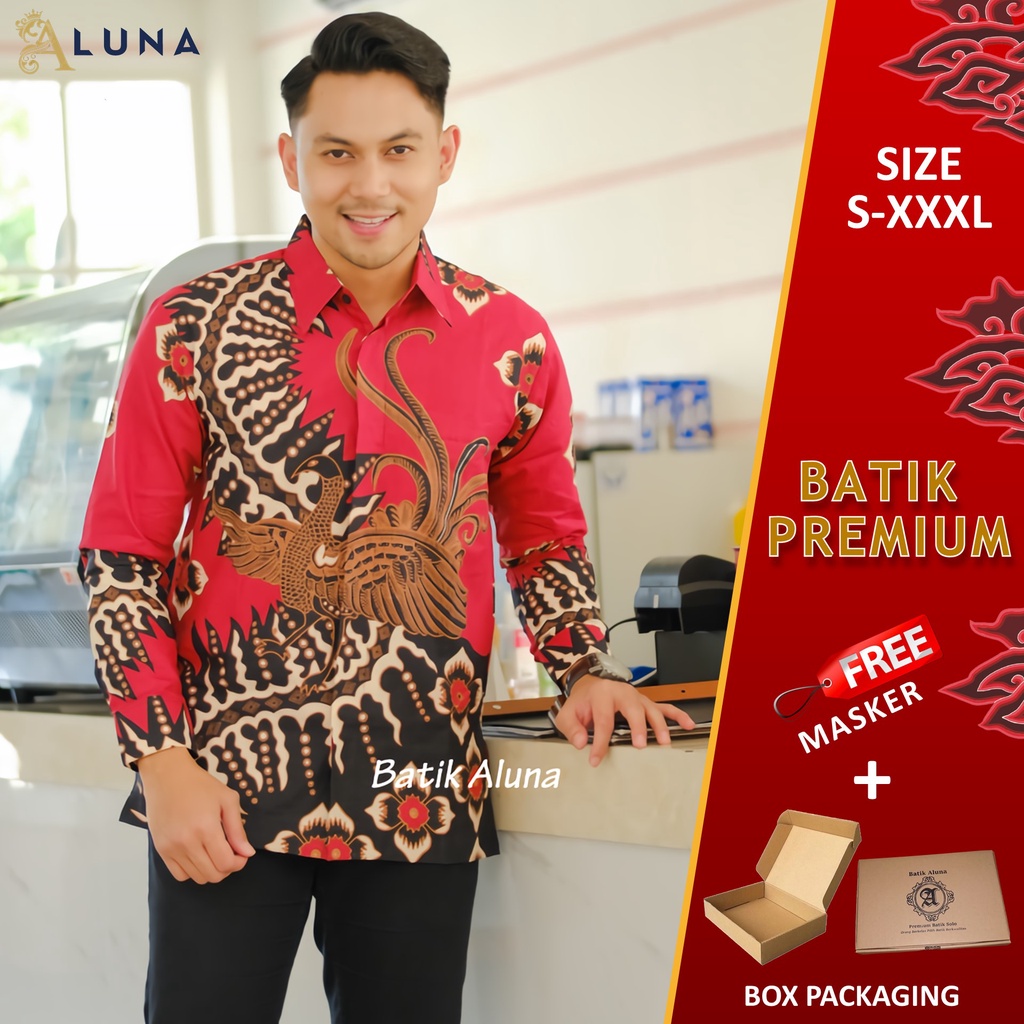 KEMEJA BATIK PRIA LENGAN PANJANG PREMIUM REGULAR MODERN BATIK ALUNA PCW 082