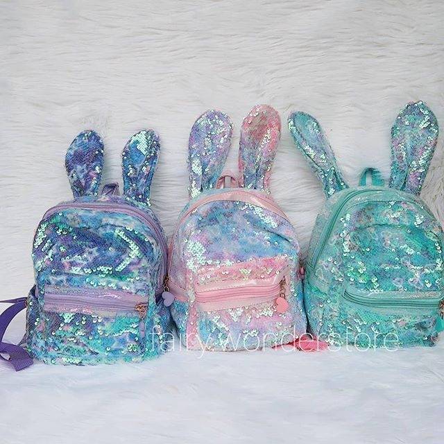  Tas  Ransel sekolah anak Paud Tk Pg Bunny Holo Sequin 