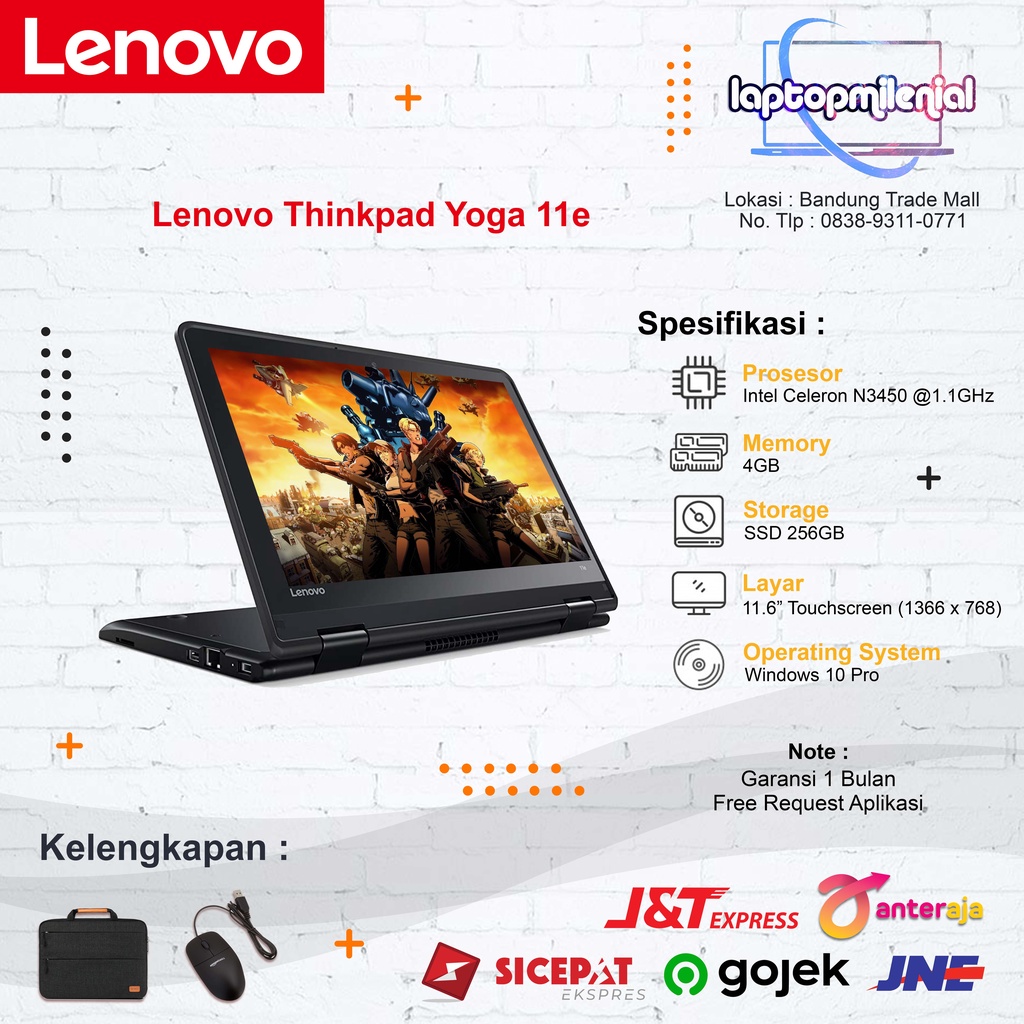 Lenovo Yoga N23 / 11E Intel Celeron Ram 4GB SSD 256GB 11.6&quot; 2 In 1 Touchscreen