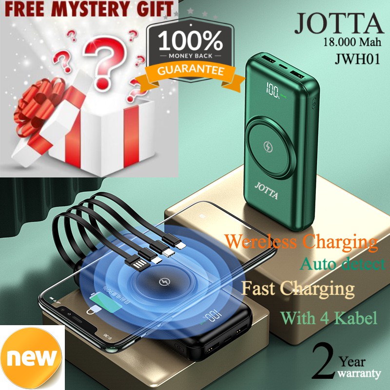 Powerbank JOTTA Wereless Charging JWH01 kapasitas 18.000 Mah Model Slim Original.