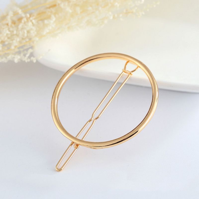 Siy 1pc Jepit Rambut Bobby Pin Bentuk Geometri Bulat Hollow Bahan Metal Alloy Untuk Wanita