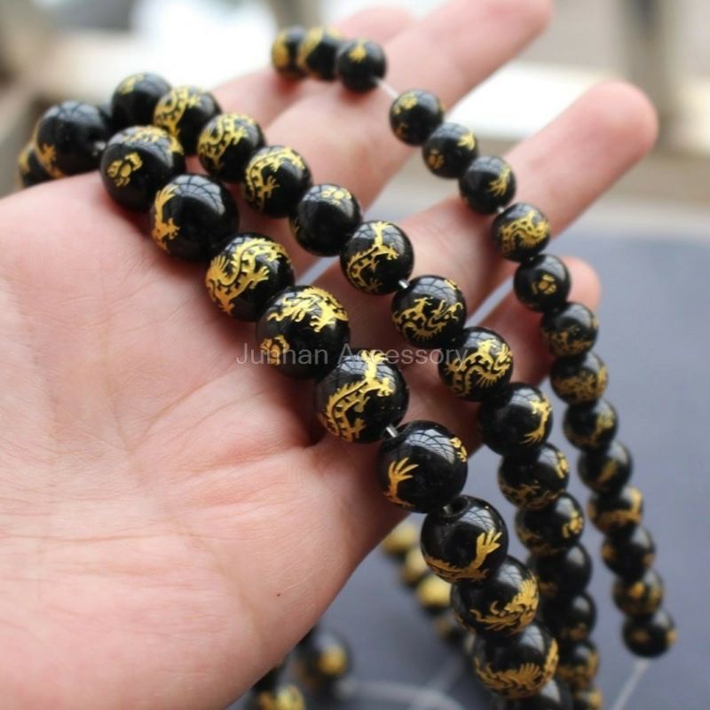 COD✅ Bahan Gelang Batu Tibet Motif Naga Emas