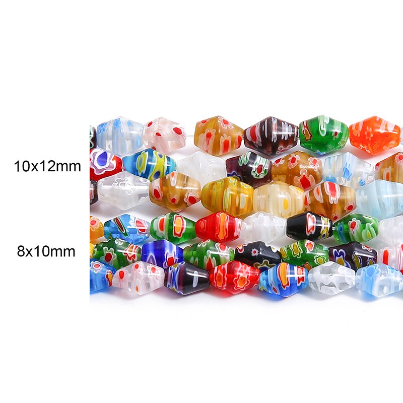 8x10mm 10x12mm 32-38 Pcs Oval Bentuk Bunga Pola Campuran Warna Lampwork Manik-manik Kaca DIY Perhiasan Gelang Membuat Temuan DIY Pasokan