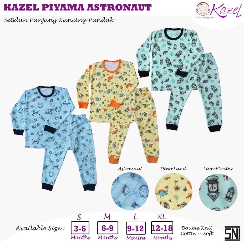 AB04 SETELAN PIYAMA BAJU ANAK/BAJU BAYI TWIN TIGER/KAZEL ASTRONAUT PANJANG 6-18 Bln SML SNI PREMIUM