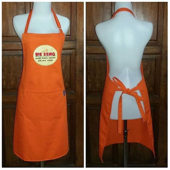 Celemek apron basic orange,celemek masak celemek dapur,celemek pria wanita,celemek waitres