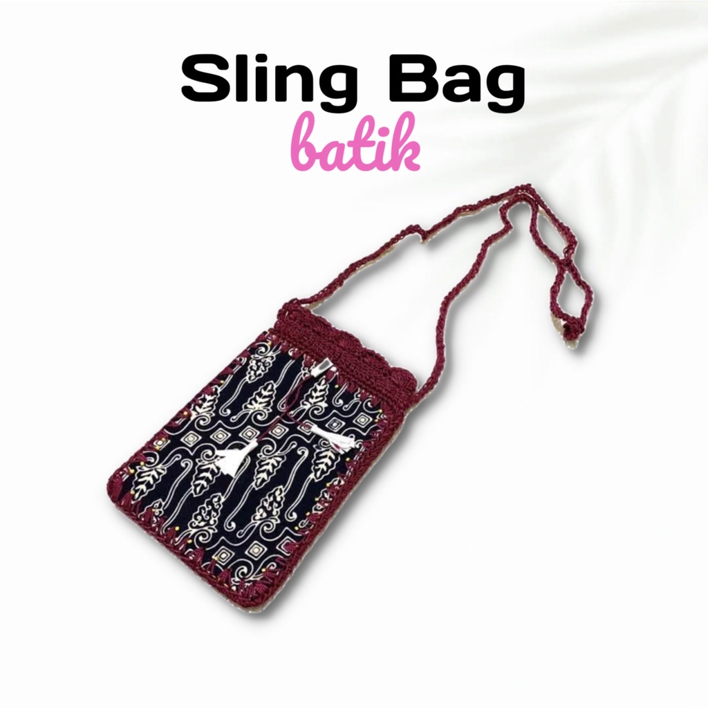 SLINGBAG MINI WANITA TEMPAT KOIN HP BAHAN BATAIK MURAH / TAS SELEMPANG MINI WANITA BAHAN BATIK