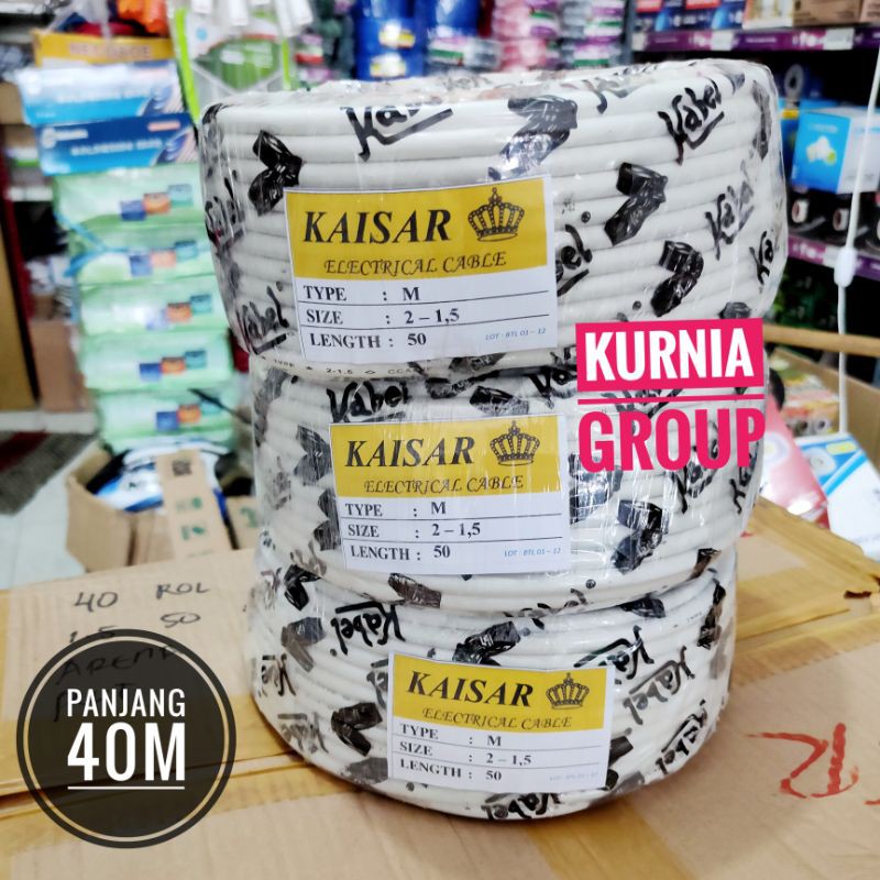 KABEL NYM 2x1.5 PANJANG 50Y PUTIH CABLE KAWAT ISI 2 JALUR HARGA 1 ROLL KBL INSTALASI LISTRIK PLN 40M