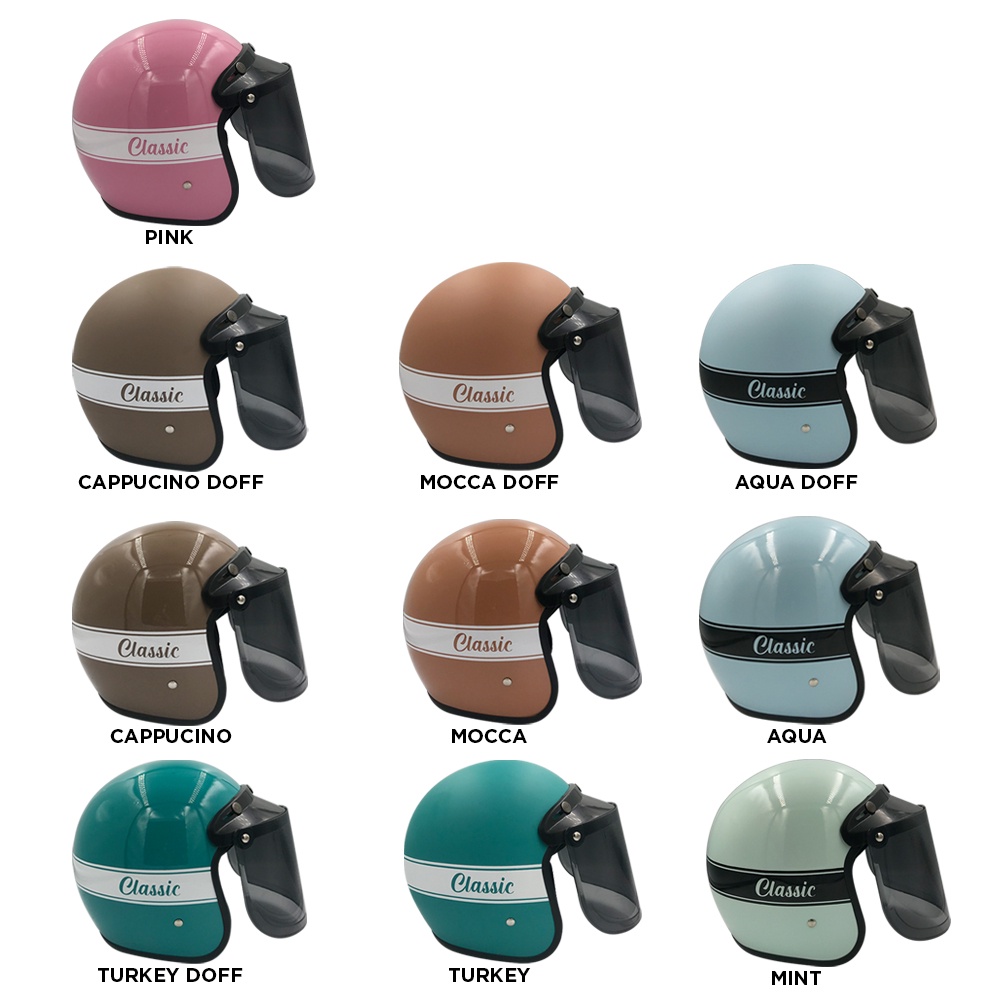 Tanpanama Helm - Helm Bogo New Classic Warna Pastel / Helm Retro Dewasa SNI