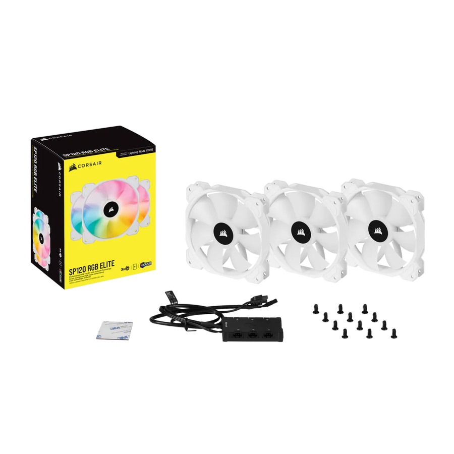 Corsair iCUE SP120 RGB Elite PWM White (Three Pack) - 12CM Fan