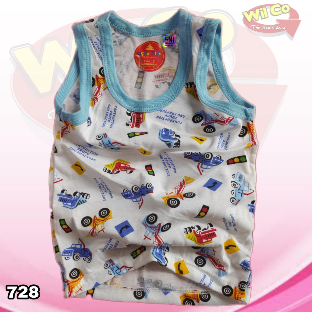 K728 - (Harga Per 1 Potong) SINGLET KAOS DALAM ANAK COWOK PAKAIAN DALAM ANAK AGREE SIZE S - XL