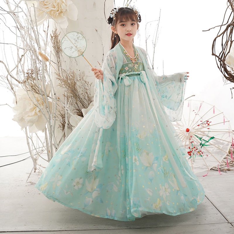 Children's Hanfu spring and autumn girls' thin long sleeve super immortal improved summer ancient cl