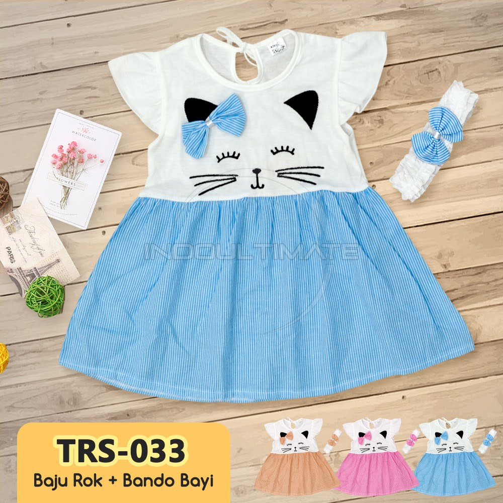 Dress Baju Bayi Perempuan + Bando Kepala BABY STAR TRS-033 Rok Bayi Perempuan Pakaian Bayi Cewek