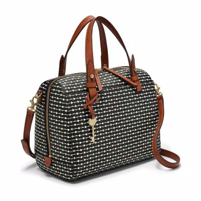 TAS FOSSIL RACHEL SATCHEL BLACK STRIPE ORIGINAL