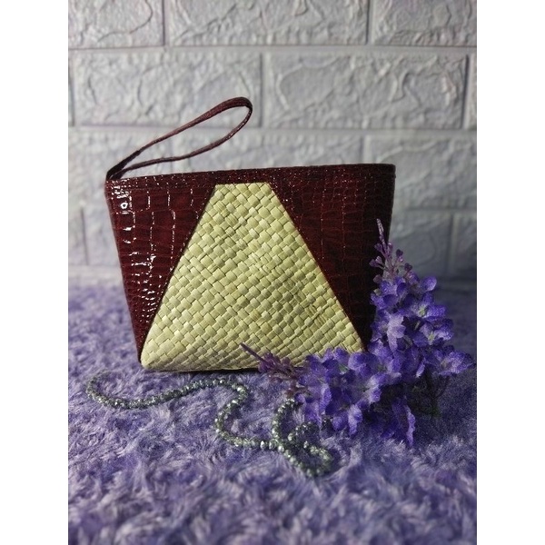 dompet pouch etnik anyaman pandan Tasikmalaya pengiriman jakarta