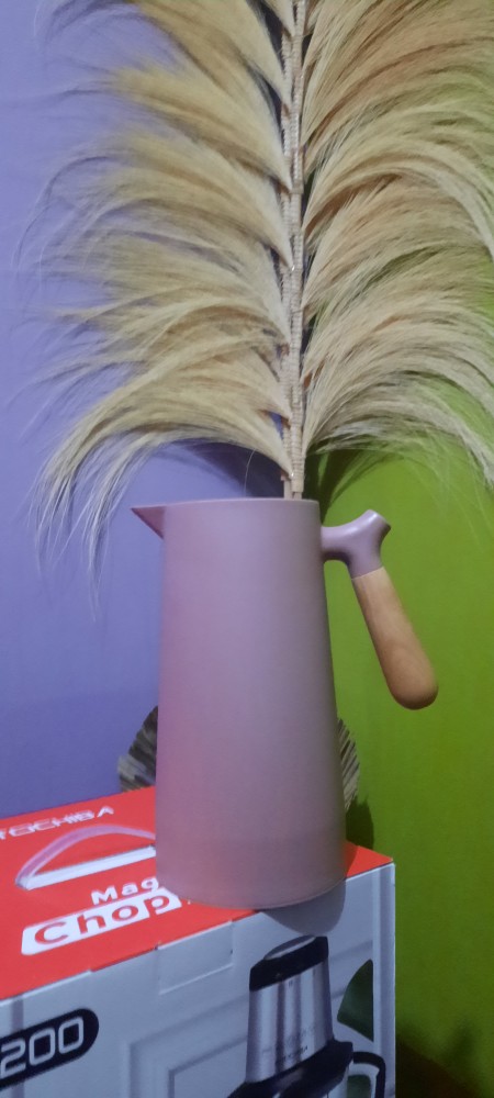 Termos Teko Kaca Air Panas Gagang Kayu Elegant Cantik Kapasitas 1l 1000ml Pr121