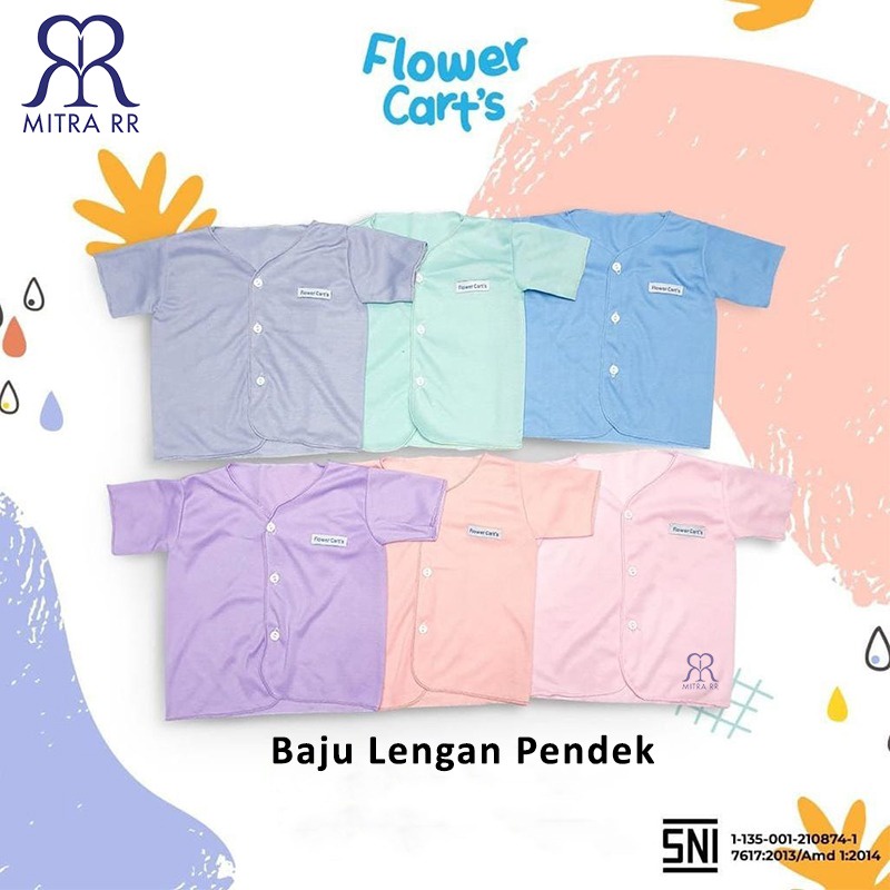 Flower Cart’s Baju Bayi Lengan Panjang Pendek Kutung 0-6 Bulan - Baju Bayi Newborn Polos Pastel