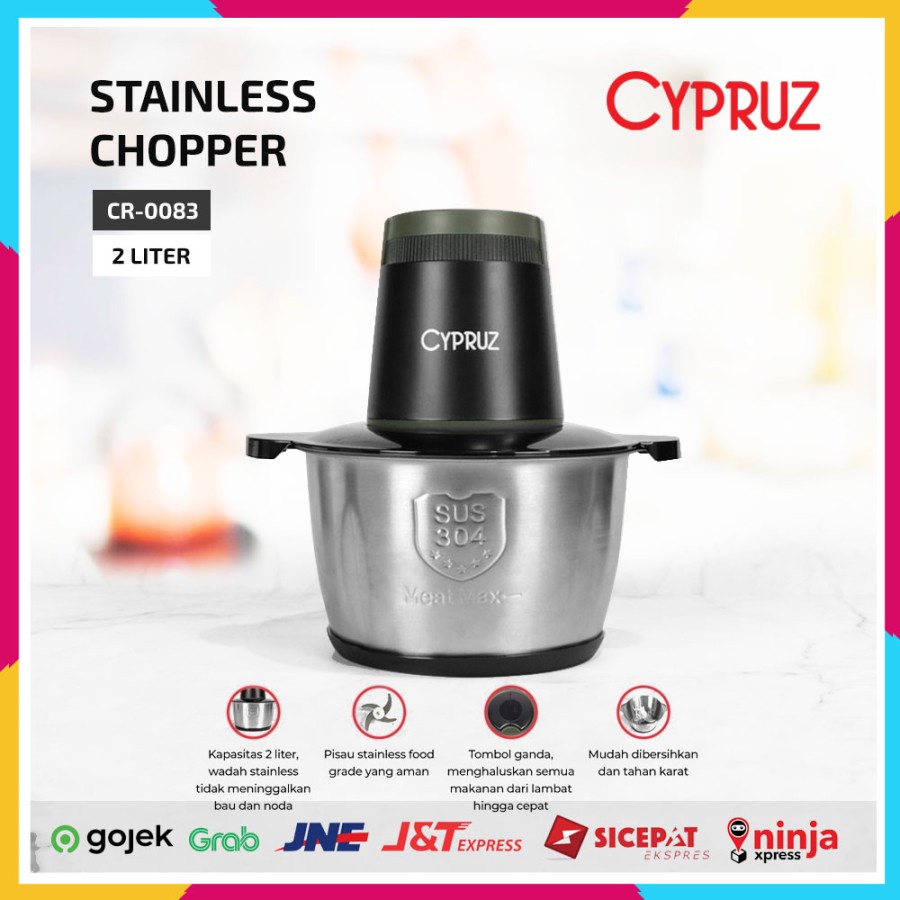 Cypruz Chopper Wadah Stainless 2 Liter CR-0083