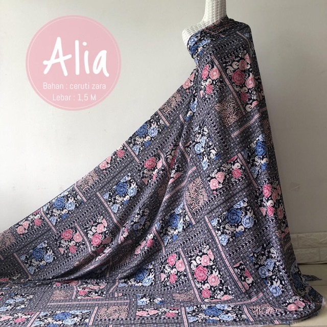 ALIA KAIN METERAN KAIN MOTIF BUNGA BATIK BAHAN CERUTI ZARA