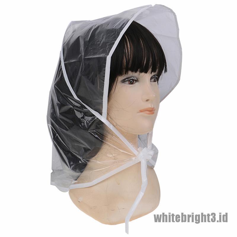 ❤White3 Warna Putih❤ 1pc Topi Bonnet Pelindung Rambut Dari Hujan Bahan Plastik Untuk Wanita