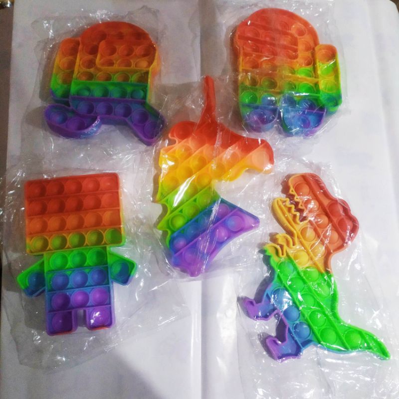 Mainan Pop It Murah Popit Pop Its Square Rainbow Multicolor Fidget Toy Push Bubble Penghilang Stress