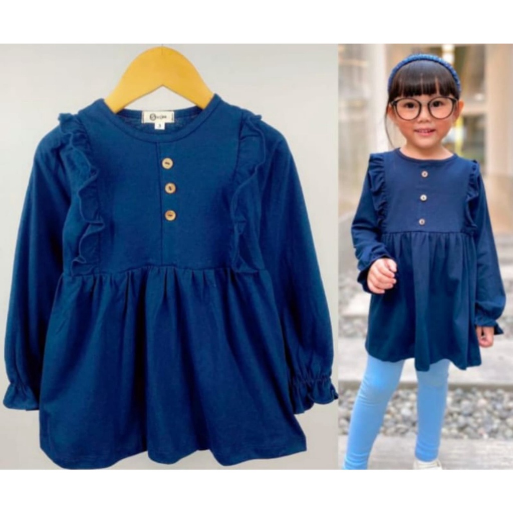 BEFAST - ZTL OOTD Dress Anak HANNY / dress anak hamida / Pakaian Anak Perempuan / Dress Crincle Anak-Anak / Atasan Lengan Panjang / Fashion Anak Kekinian 2022 / Dress Polos Casual Anak / Terbaru 2022 / Outfit Korean Style Anak Perempuan