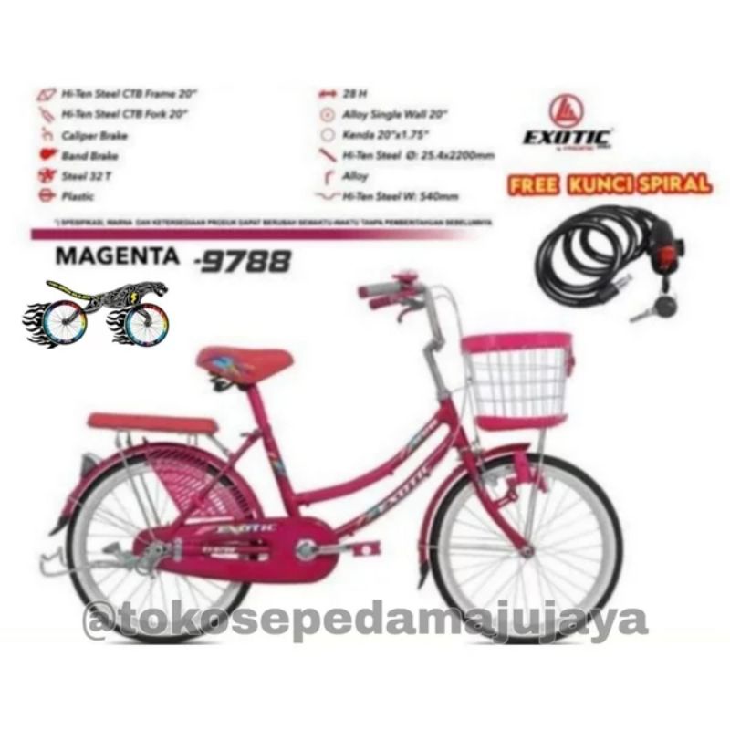 Sepeda City Bike CTB Mini 20 Exotic ET 9788 Murah berkualitas bagus Design feminim untuk anak umur 6