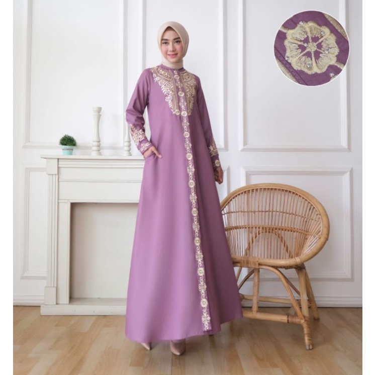 Gamis Madina RENATA Dress Wanita Muslimah Terbaru Kekinian Trend 2022//Gamis Toyobo Bordir Modern De