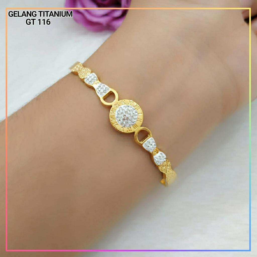 Gelang titanium/stainless steel Gelang Bangkok Mata Bulat Perhiasan Anti Karat GT 116