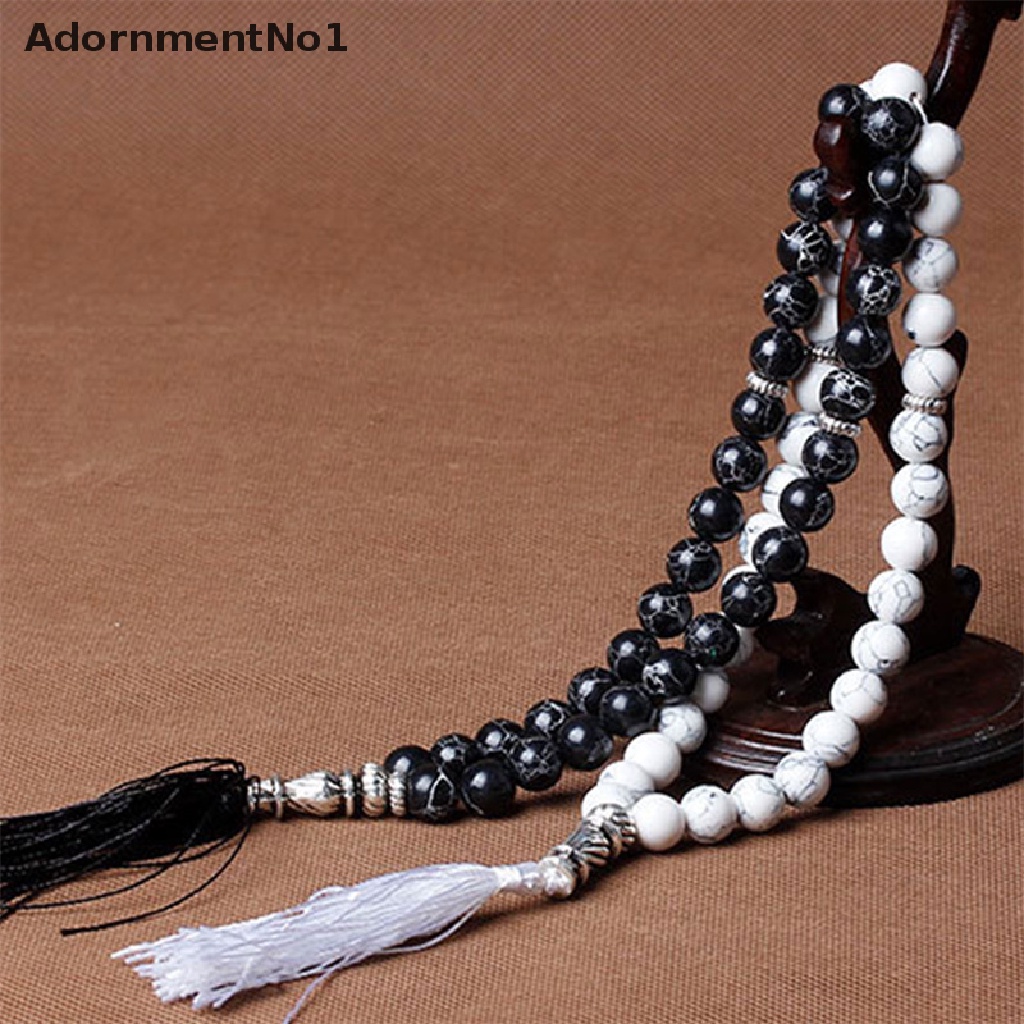 (AdornmentNo1) Gelang Tasbih Malachite 33 Manik-Manik Aksen Rumbai Untuk Umat Muslim