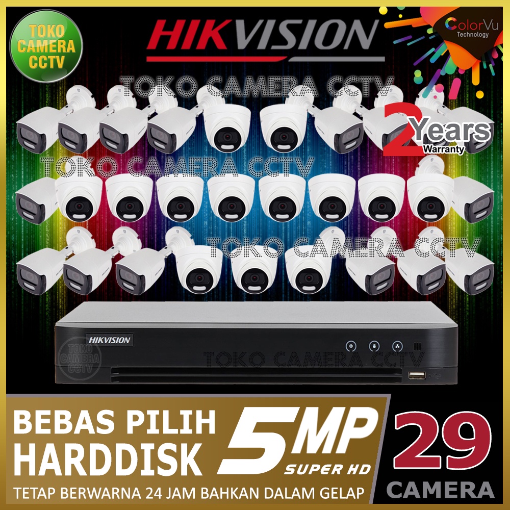 PAKET CCTV HIKVISION COLORVU 5MP 32 CHANNEL 29 KAMERA