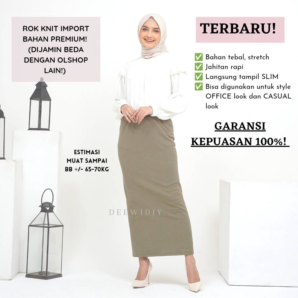 ROK SPAN KNIT PREMIUM / ROK SPAN RAJUT / ROK KERJA WANITA / FREYA SKIRT DEEWIDIY