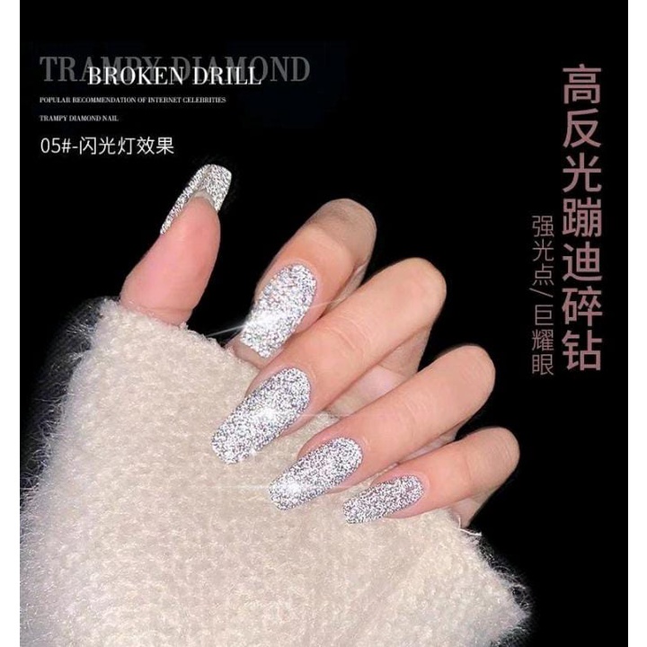 1SET 15ml AS GEL TRAMPY DIAMOND BROKEN DRILL NAIL FLASH GEL POLISH / KUTEK GEL SINAR FLASH GLITTER