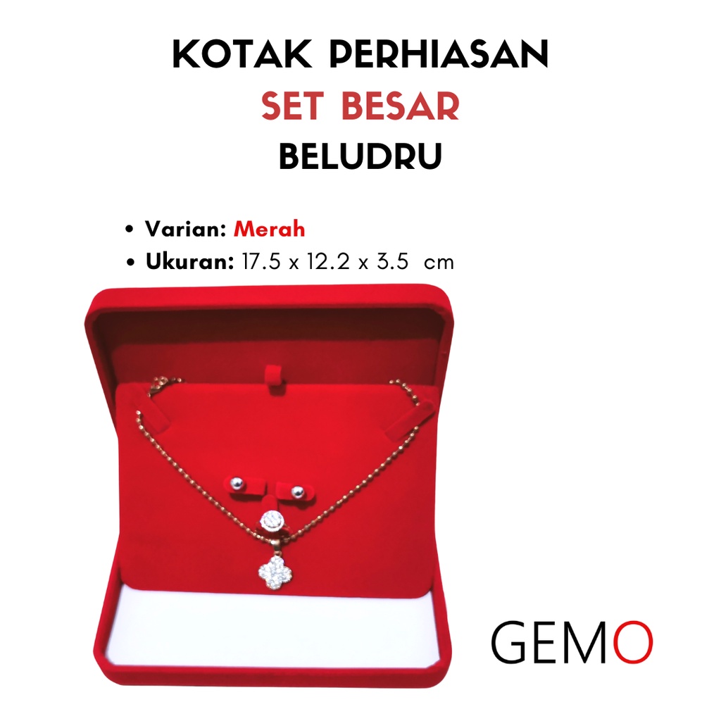 Kotak Set Besar Perhiasan Beludru / Jewelry Box Cincin, Anting, Kalung, Aneka Warna / Unik Lucu untuk Tempat Wadah Seserahan / Akad Pernikahan / Hantaran Tunangan Harga Paling Murah cocok untuk Aksesoris Emas Berlian/ Perak Permata