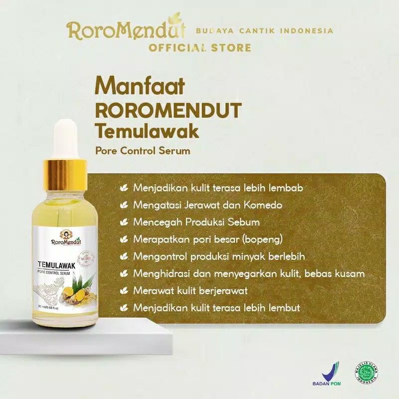 FREE GIFT | Skincare Serum Temulawak Roro Mendut Anti Acne/Jerawat Alami Aman BPOM khas Jogja