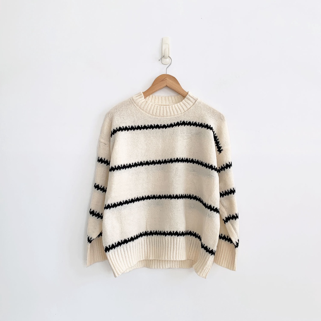 Her Goods Store AB523 Korean Outer/Outerwear/Sweater/Sweater Rajut/Knitwear/Atasan Rajut-broken white