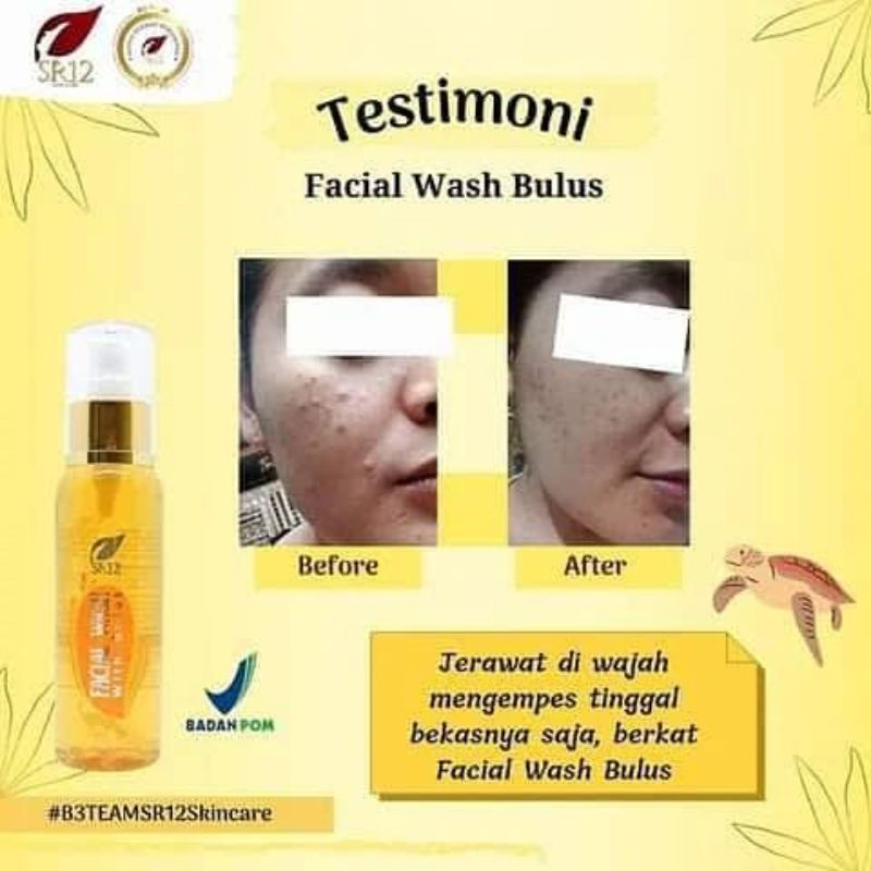 FACIAL WASH BULUS SR12 / SABUN CAIR BULUS / MEMUDARKAN FLEK HITAM / MENGHILANGKAN KOMEDO JERAWAT