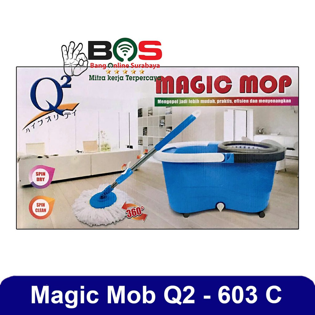 Spin Mop Q2 Magic Mop Q2 Alat Pel Q2-603C Q2 603C Q2603C Alat Pel Putar