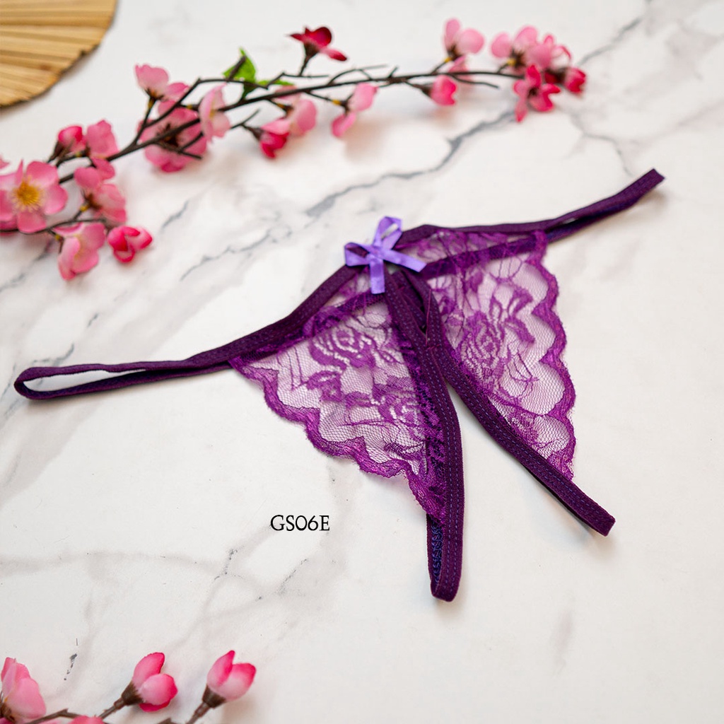 [PRODUK FAVORIT] SEXY G STRING OPEN CROTCH CELANA DALAM LACE UNGU GS06E